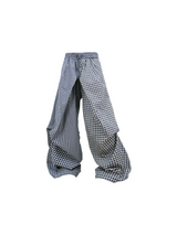 RELABEL (Menglian) Asymmetrical Cross-Patterned Ripple-Pleated Casual Trousers