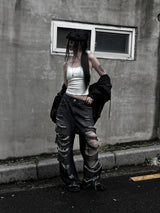 black destroyed wide denim
