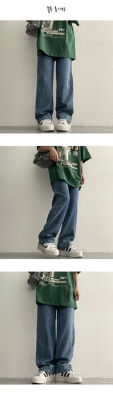[Basic, Long/S-2XL] ライトバックバンディングサマーセミワイドデニム