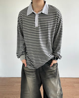 ウォッシュストライプピキュTシャツ