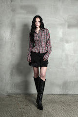 CHECK CORSET SHIRT #PINK GRAY