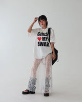 ハートレタリングショルダーパッドオーバーサイズフィット半袖Tシャツ