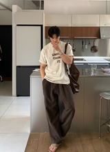 No-Mace Back Banding Two-Tuck Linen Wide Pants