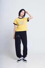 ユニバーサルプリント ½Tシャツ (yellow/navy)