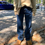 ディープブルーワイドデニムパンツ