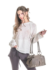  RIBBON STUD BAG [BROWN]