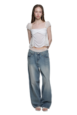 Pure bloom drape top, White