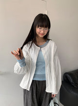 Kentit Stripe Shirring Button Blouse