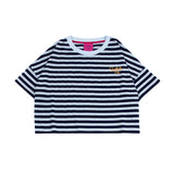 ワイドクロップインディゴストライプショートスリーブTシャツ (FOR WOMAN)_SYS7TS60NV