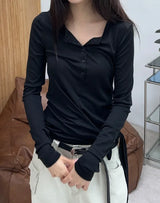 Luen Wrap Henley Neck Long Sleeve