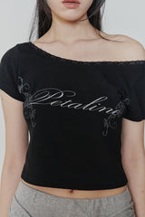 ペタラインレースTEE black