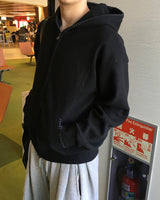 Stitch Knit Hood Zip-up
