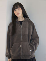 フリース フーディー ジップアップ(BROWN)