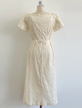 26SS★ Ruckbell Square Neck Embroidered Tulip Pintuck Long One Piece