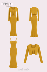 Violet Sleeveless Long Dress Cardigan Set (LONG)