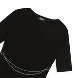 [ULKIN] ダブルチェーンタイトTシャツ_ブラック