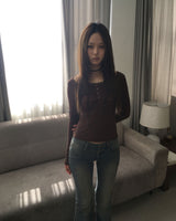 ブラウンシャーリングボタンT
