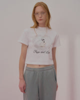 ハートラビットクロップTシャツ-WHITE