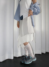 SLANT LAYERED MIDI SKIRT