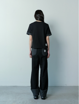 シリンストライプアイレットポイントハーフTシャツ (2Color)