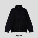 Stack High Neck Button Knit Cardigan