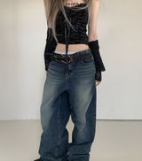 ウィンドブレーカー y2k デニムワイドパンツ