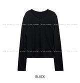 Koi Basic Button Henley Neck Long Sleeve