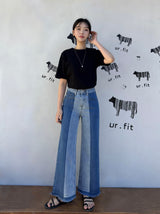 3RD REORDER TWO-TONE CONTRAST DENIM PANTS code 25006