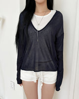 Haro See-through Deep V-Neck Knit