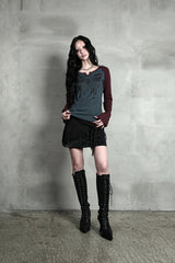 フリンジラップレザースカート #BLACK