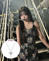 [チョ・ユリ, チュウ Necklace] エンジェリックハートロックレイヤードネックレス - Silver Color