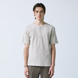 western yoke waffle henley neck half sleeve slate