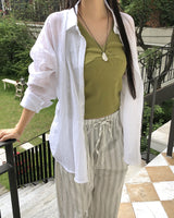 エニールーズフィットガーゼシースルーシャツ