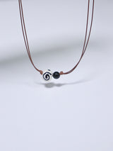 wood round swirl ネックレス