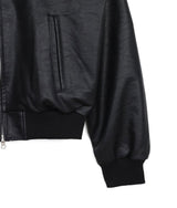 High Neck Leather Crop Jacket - Black