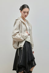 String Hoodie Windbreaker_Beige