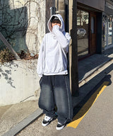 ワイドサイドラインデニムバルーンパンツ