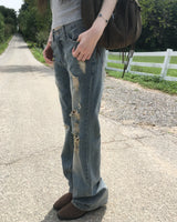 OOTIルーズダメージフレアジーンズ