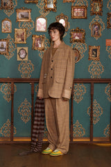 WOOL CHECK SLACKS / BEIGE