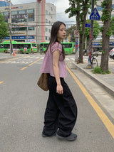 Pocochi Check Shirring Blouse