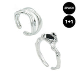 [2PACK][Silver] オープンリング (Choose Two of 11 types) (Random Gift Additional)