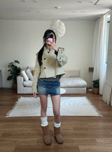 bronze short trench coat