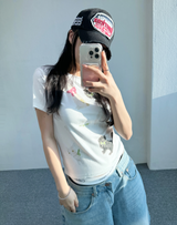ベイビーキャットバニーリボンTシャツ💞🖤🤍🩷