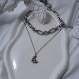[Baby Monster ローラ Necklace] バレエコアムーンレイヤードネックレス(Surgical Steel)