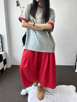Graff Hot Star Letter Tattoo Patch Wide Balloon Bermuda Shorts