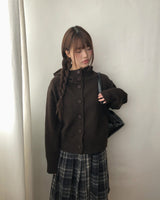 Kuan Hood High-Neck Buttoned Knit Cardigan