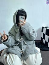 ビッグフードコーデュロイ「トッポッキ」コート🩶🤎🖤 - 3カラー