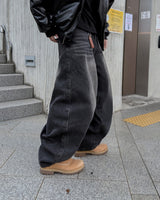 Dot heavy brushed balloon denim pants