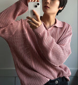 Open Collar Mesh Knit