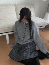 Daren Wool Pleated Check Midi Skirt